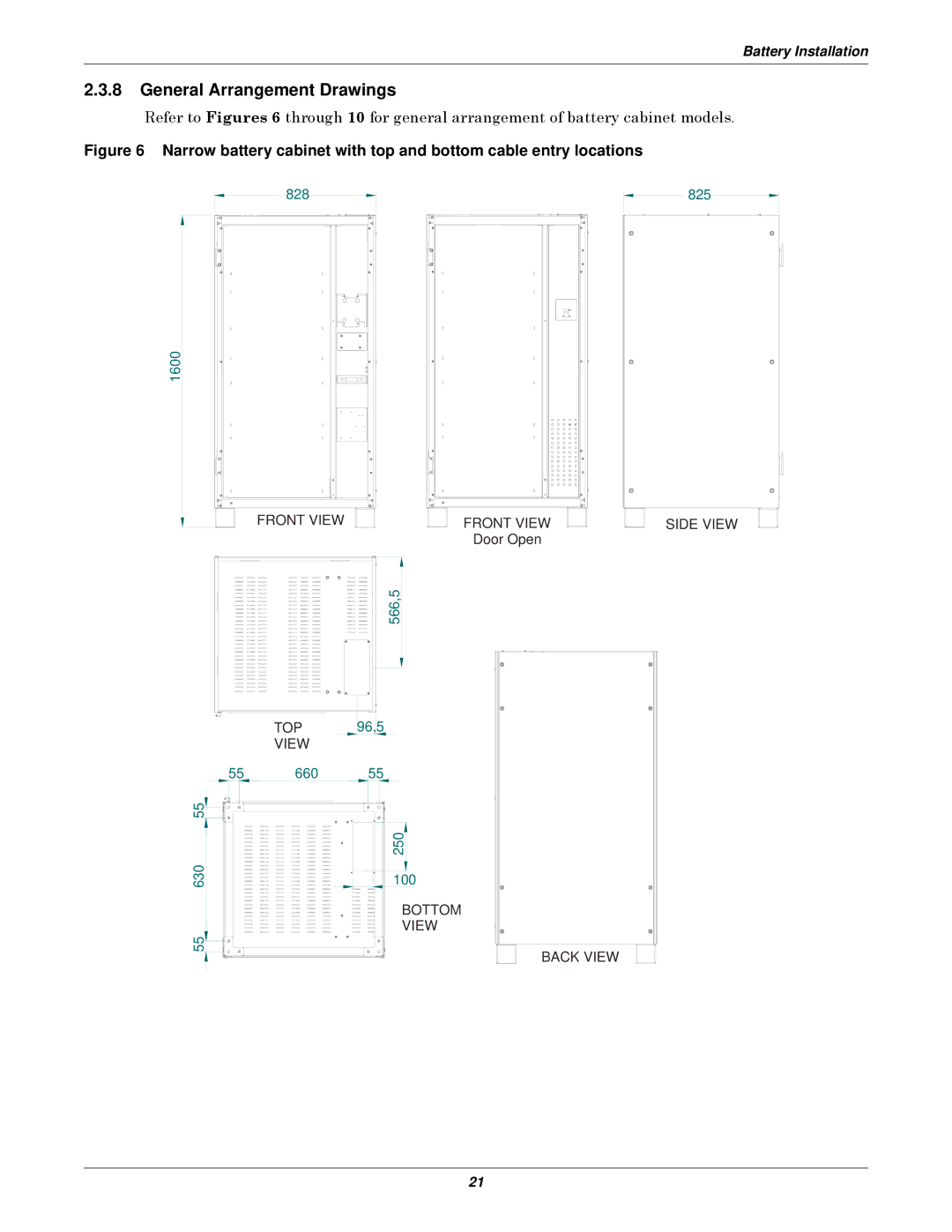 Emerson 50 and 60 Hz, 400V, 30-200kVA user manual Front View 