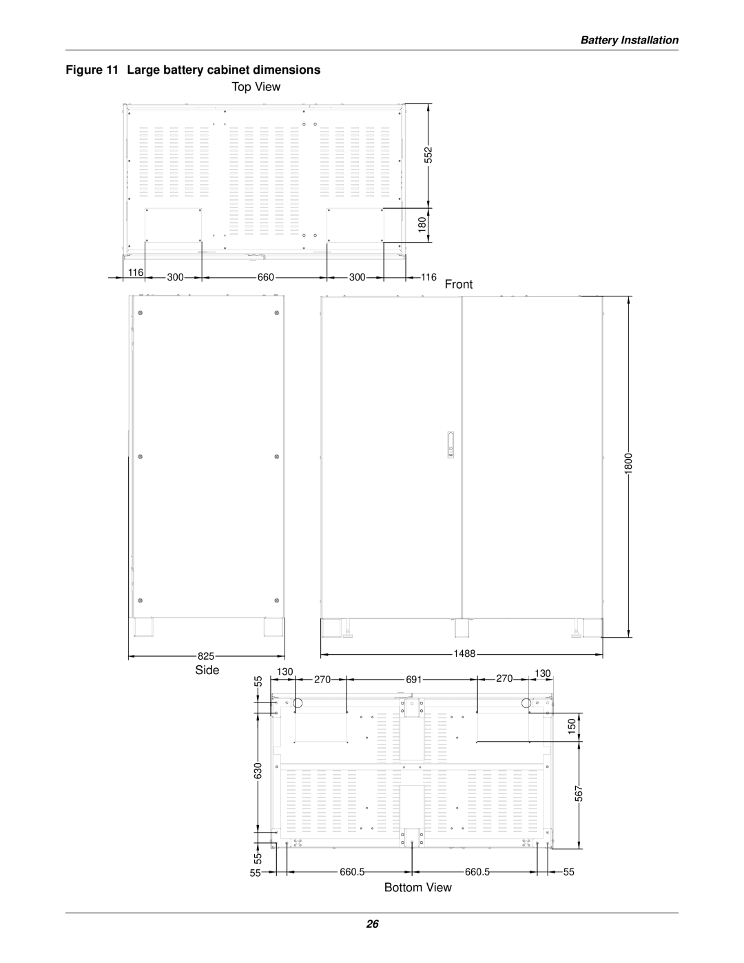 Emerson 30-200kVA, 50 and 60 Hz, 400V user manual Large battery cabinet dimensions 