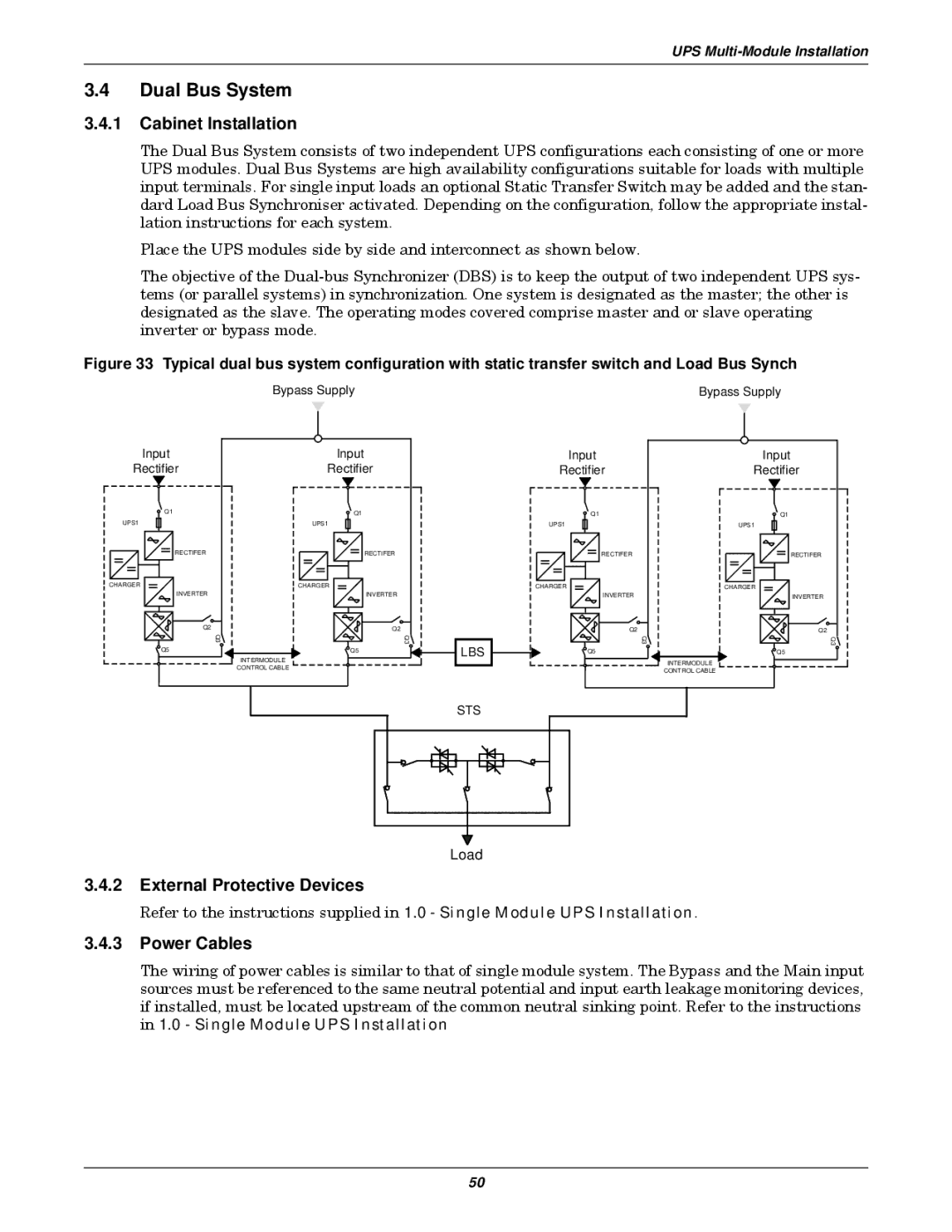 Emerson 30-200kVA, 50 and 60 Hz, 400V user manual Dual Bus System 