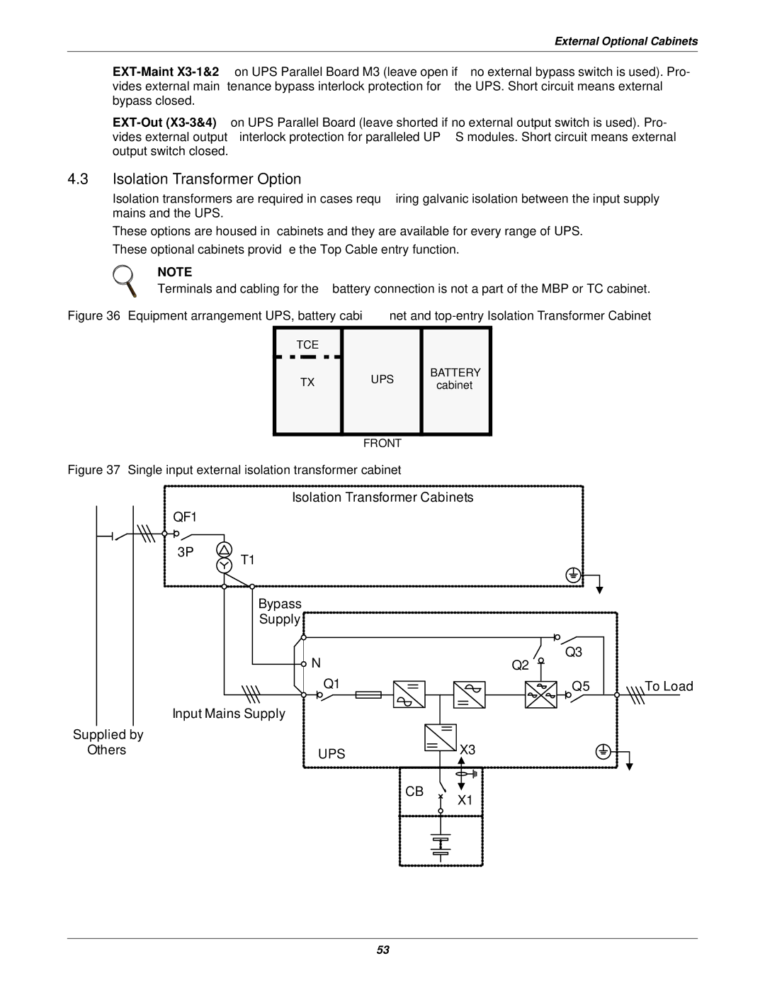 Emerson 30-200kVA, 50 and 60 Hz, 400V user manual Isolation Transformer Option, Cabinet 