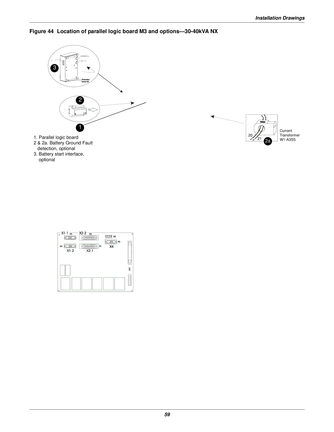 Emerson 30-200kVA, 50 and 60 Hz, 400V user manual Location of parallel logic board M3 and options-30-40kVA NX 