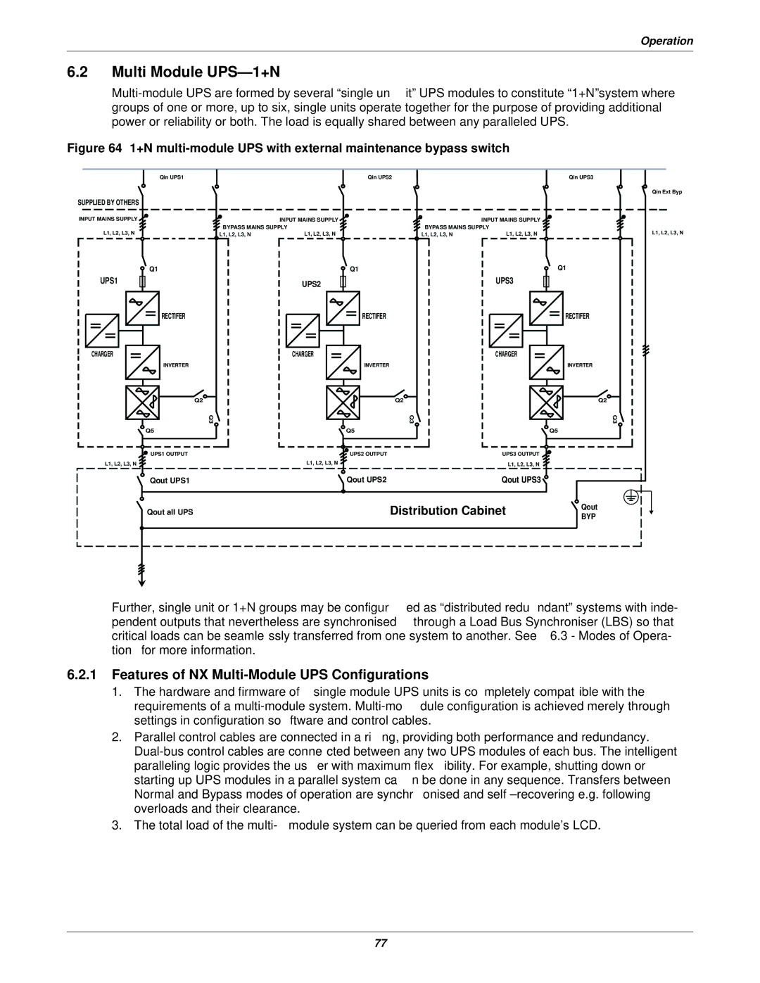 Emerson 30-200kVA, 50 and 60 Hz Multi Module UPS-1+N, Features of NX Multi-Module UPS Configurations, Distribution Cabinet 