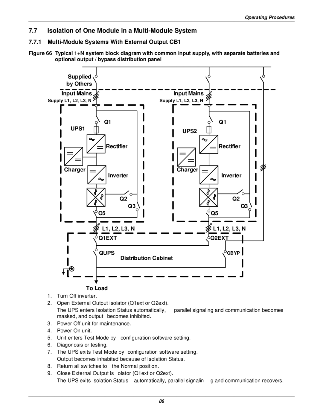 Emerson 30-200kVA, 400V Isolation of One Module in a Multi-Module System, Multi-Module Systems With External Output CB1 