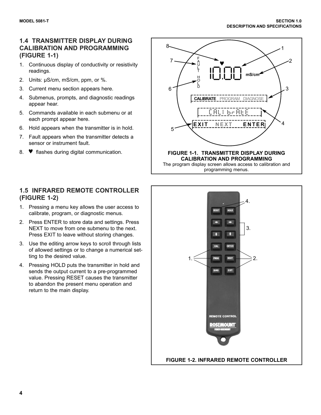 Emerson 5081-T instruction manual I T N E X T, Transmitter Display During Calibration and Programming 