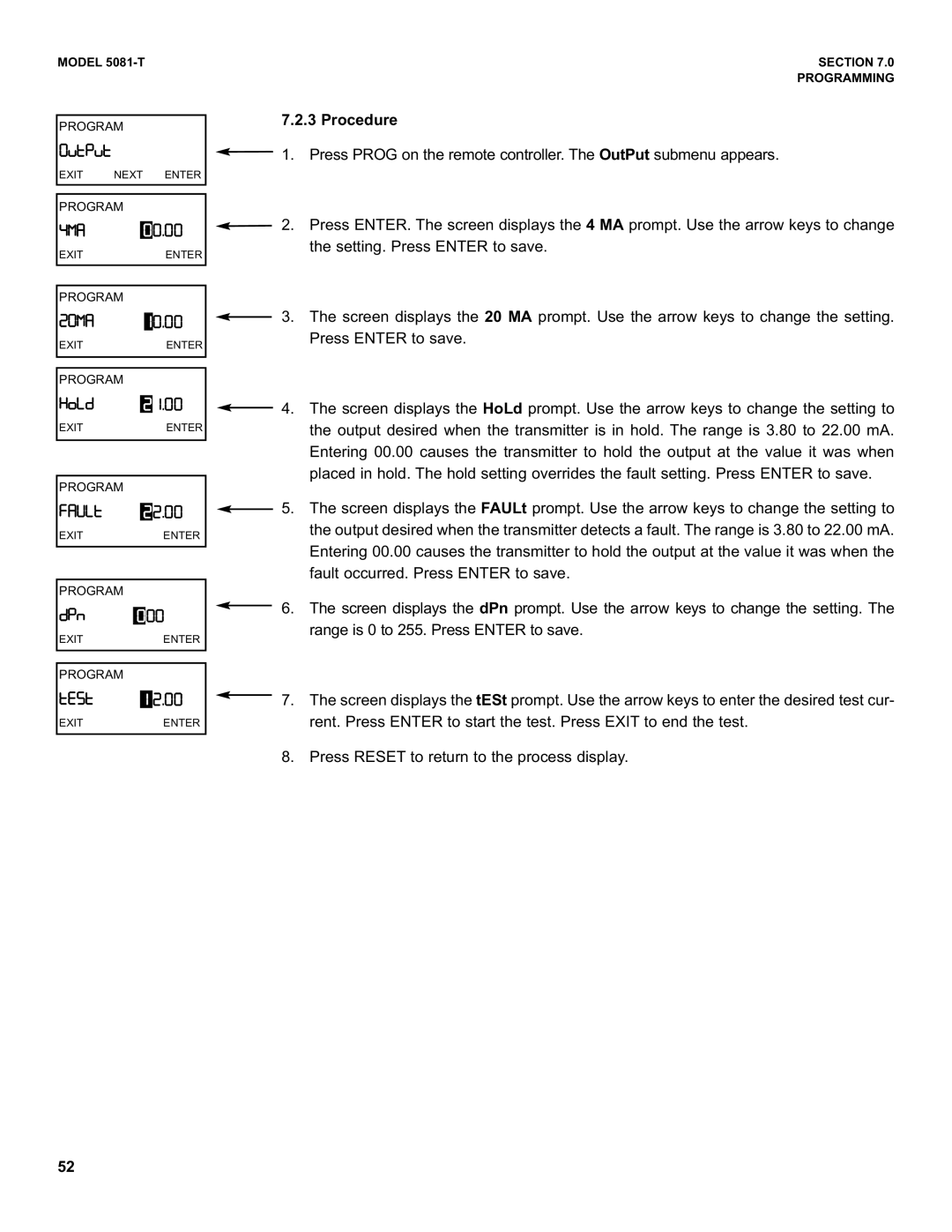 Emerson 5081-T instruction manual 9VUVU, 4QG, Uhtu, Procedure 