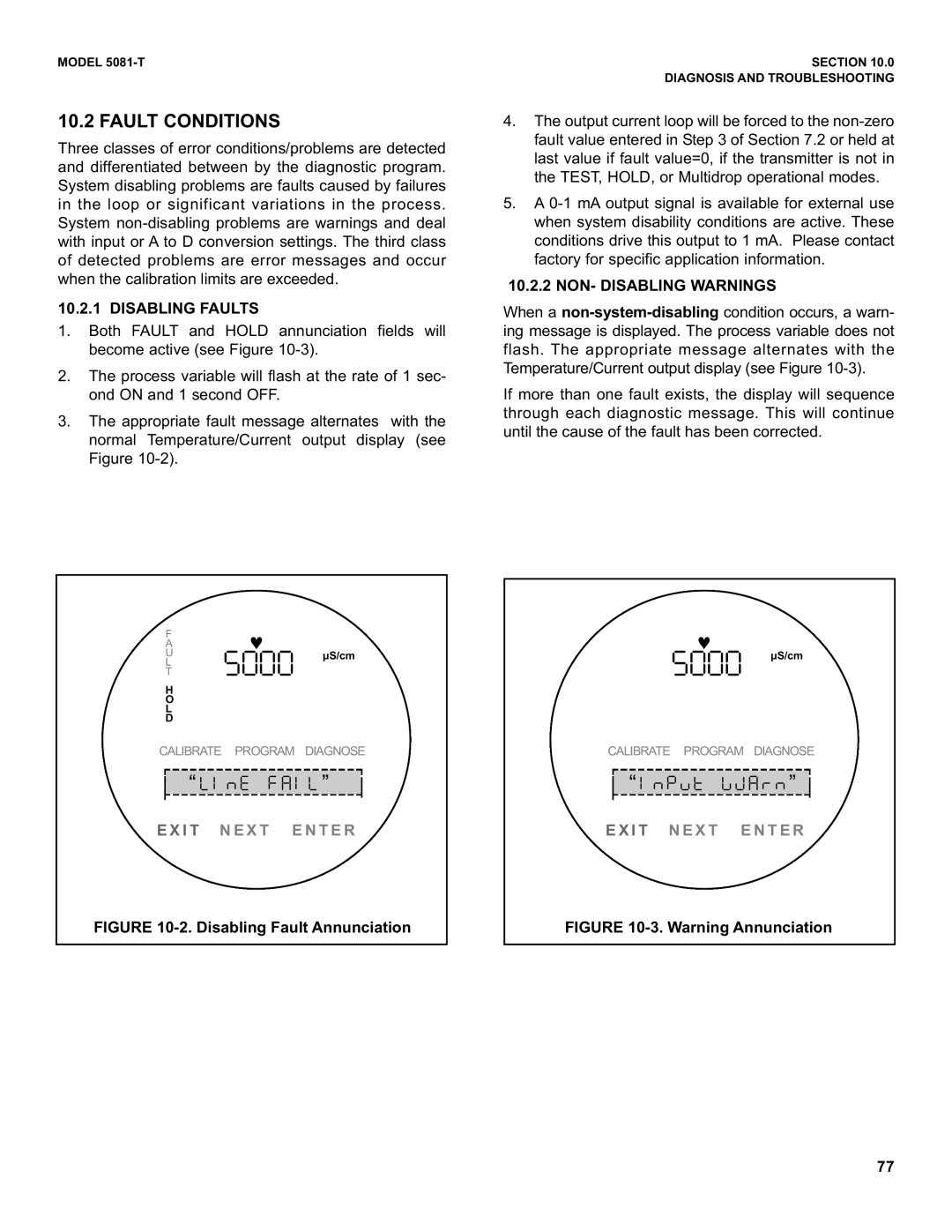 Emerson 5081-T instruction manual Fault Conditions, Disabling Faults, NON- Disabling Warnings 