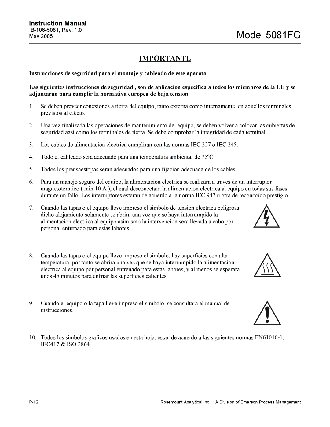 Emerson instruction manual Model 5081FG 