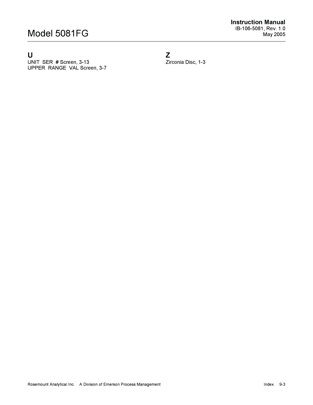 Emerson instruction manual Model 5081FG 