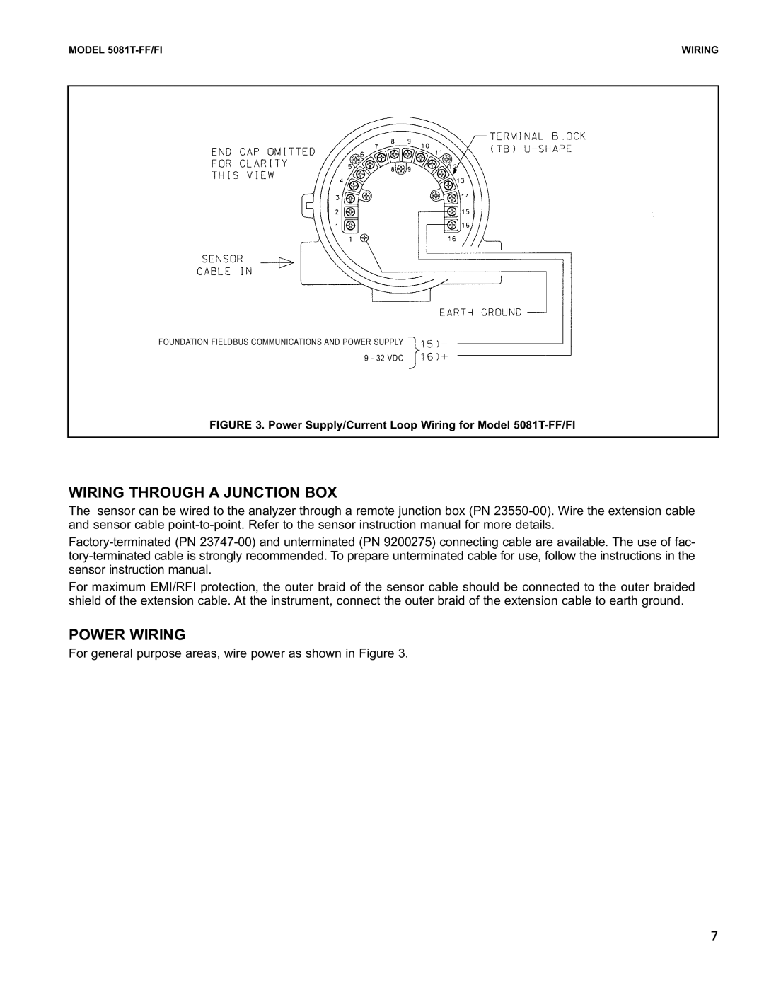 Emerson 5081T-FF/FI instruction sheet Wiring Through a Junction BOX, Power Wiring 