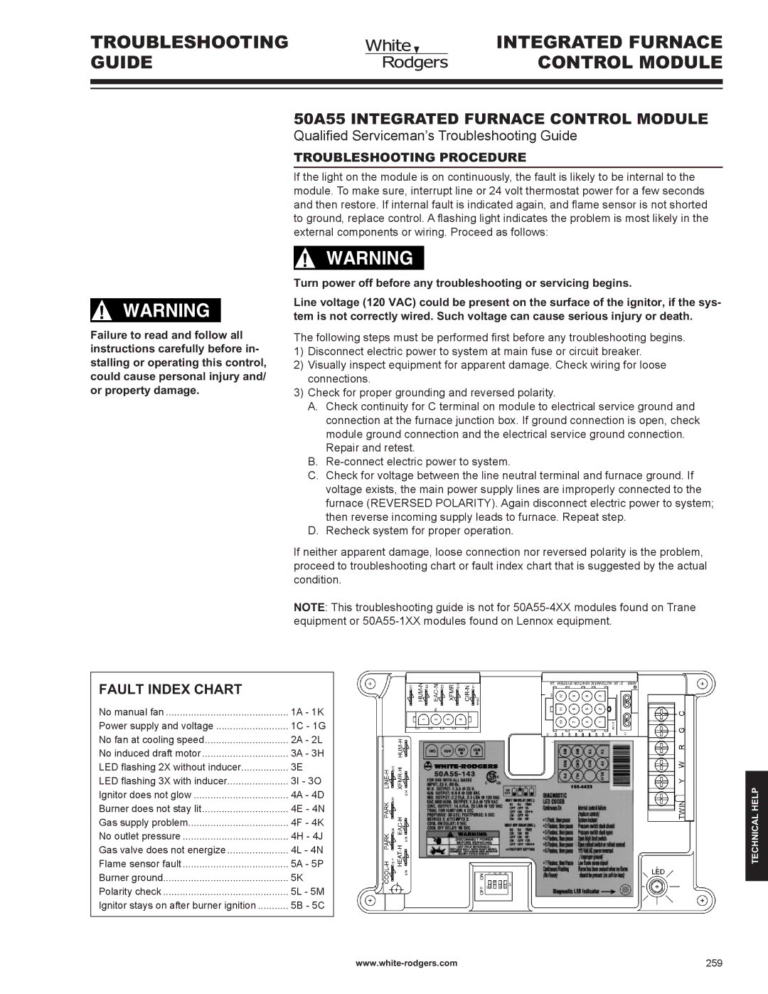 Emerson 50A55 manual Troubleshooting Integrated Furnace Guide Control Module 