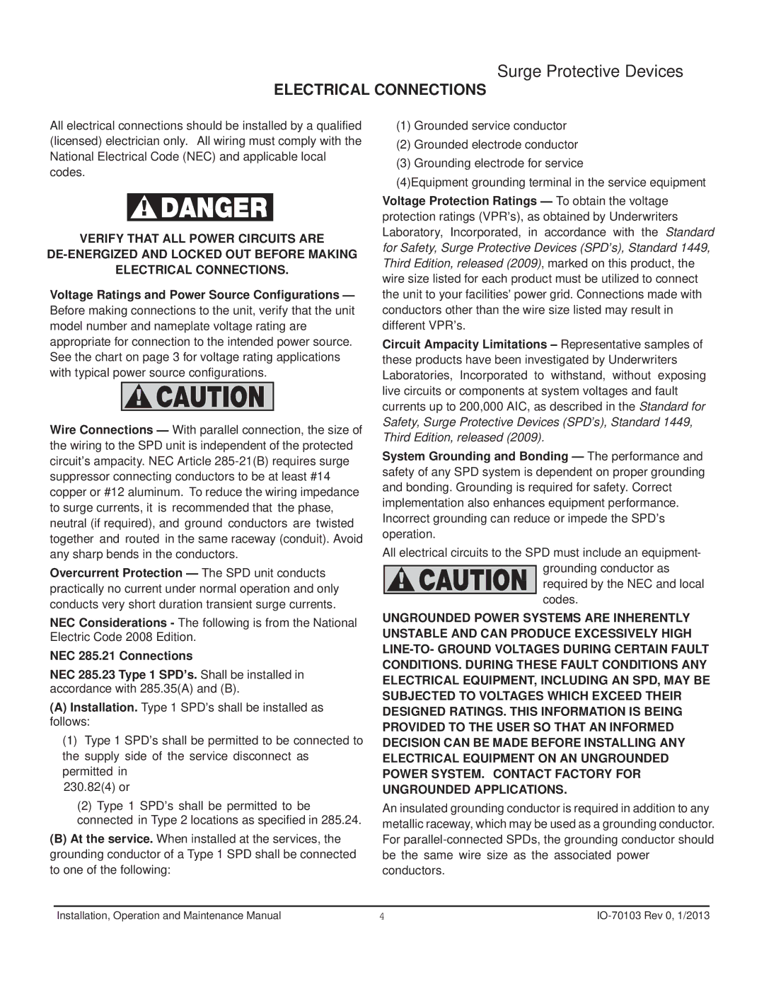 Emerson 510 manual Electrical Connections, Voltage Ratings and Power Source Configurations 