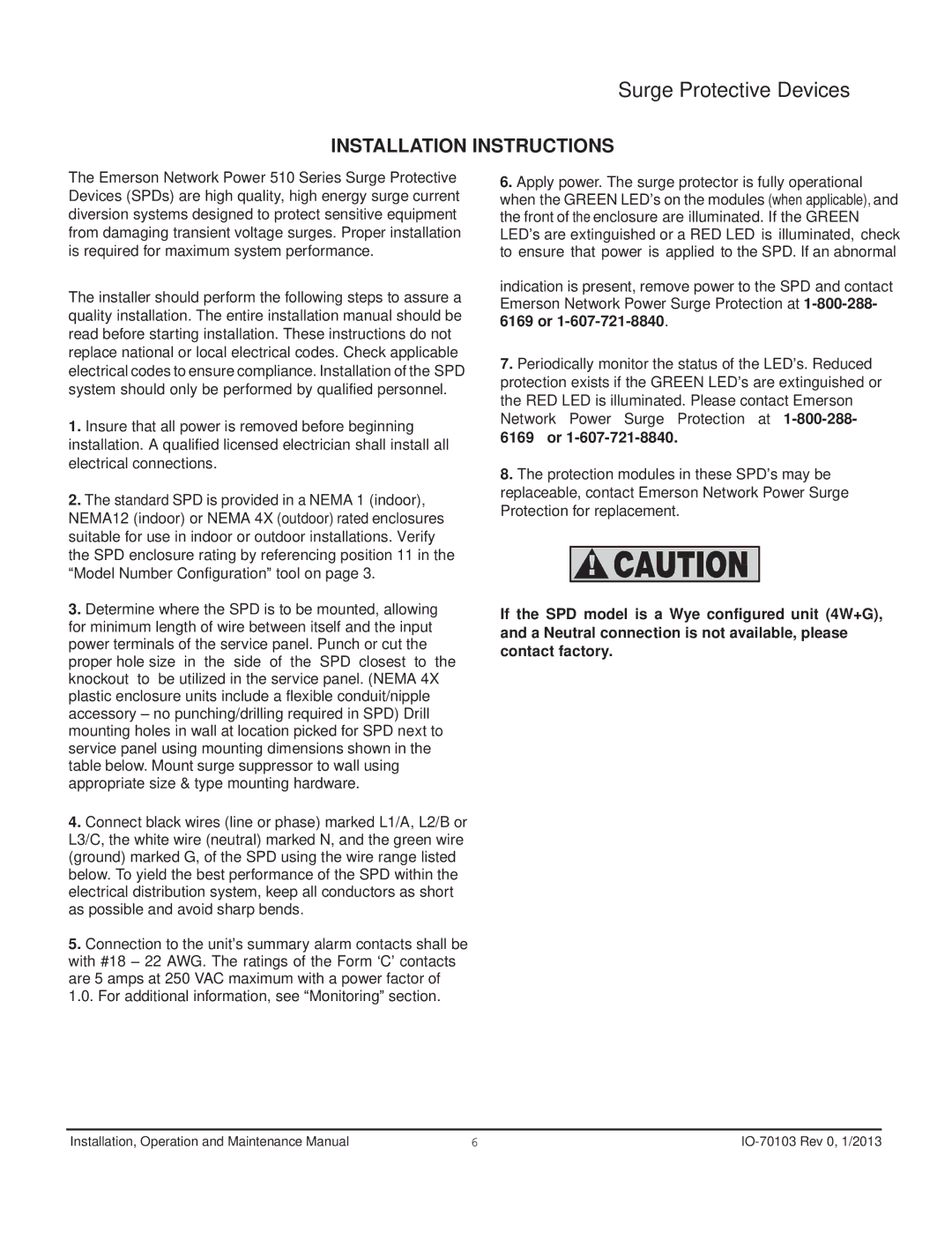 Emerson 510 manual Installation Instructions 