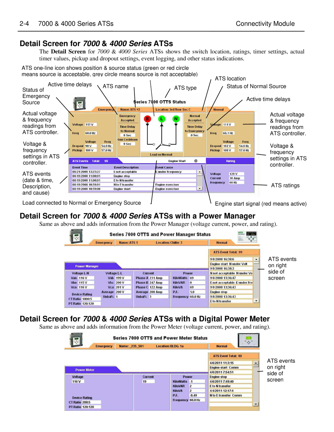 Emerson 5100 installation manual Detail Screen for 7000 & 4000 Series ATSs 