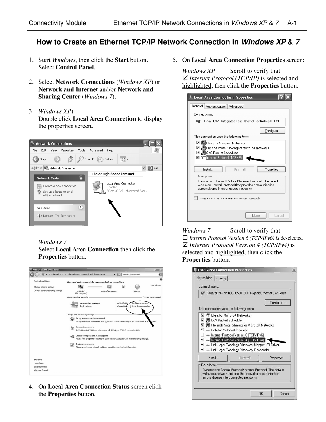 Emerson 5100 installation manual On Local Area Connection Properties screen 