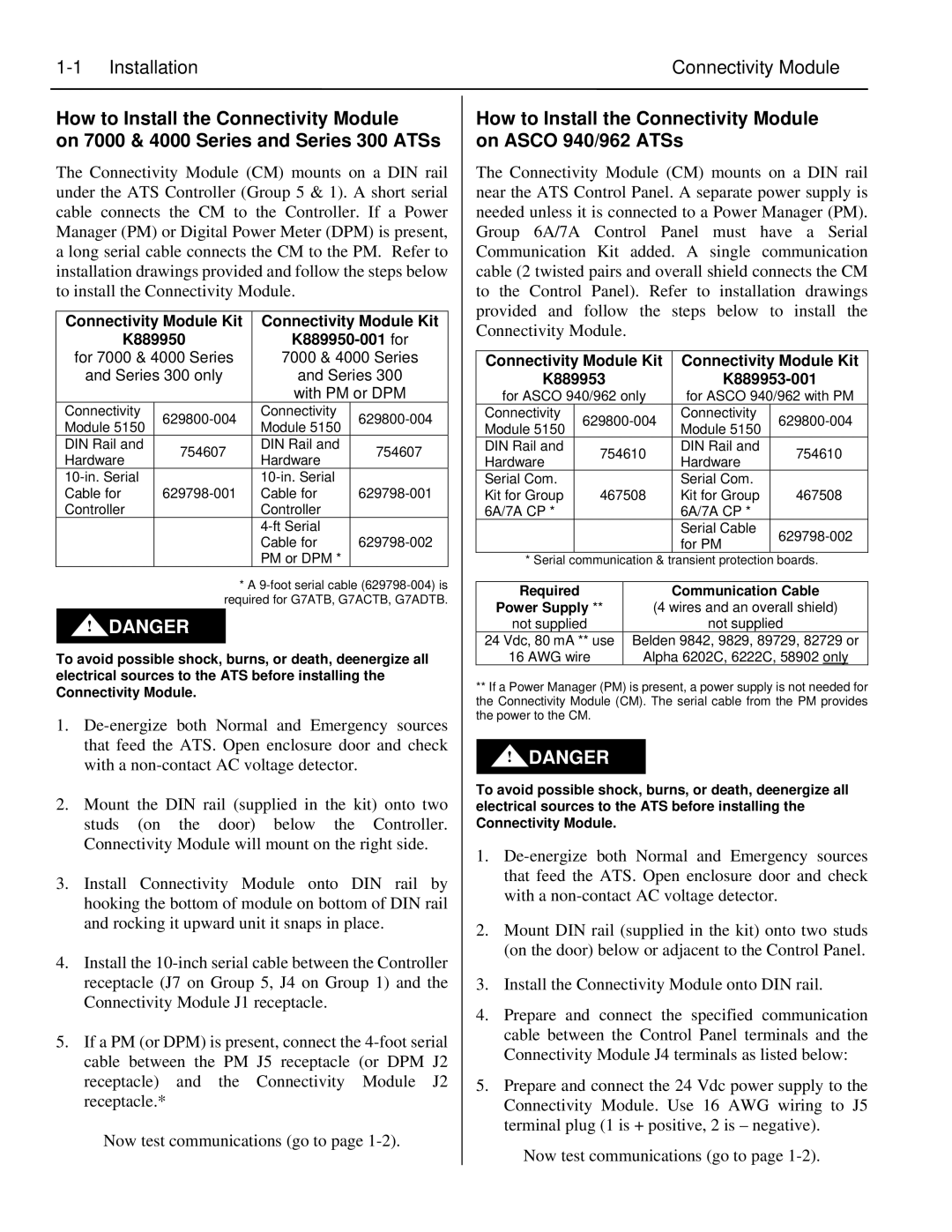 Emerson CATALOG 5150 installation manual Installation, How to Install the Connectivity Module on Asco 940/962 ATSs 