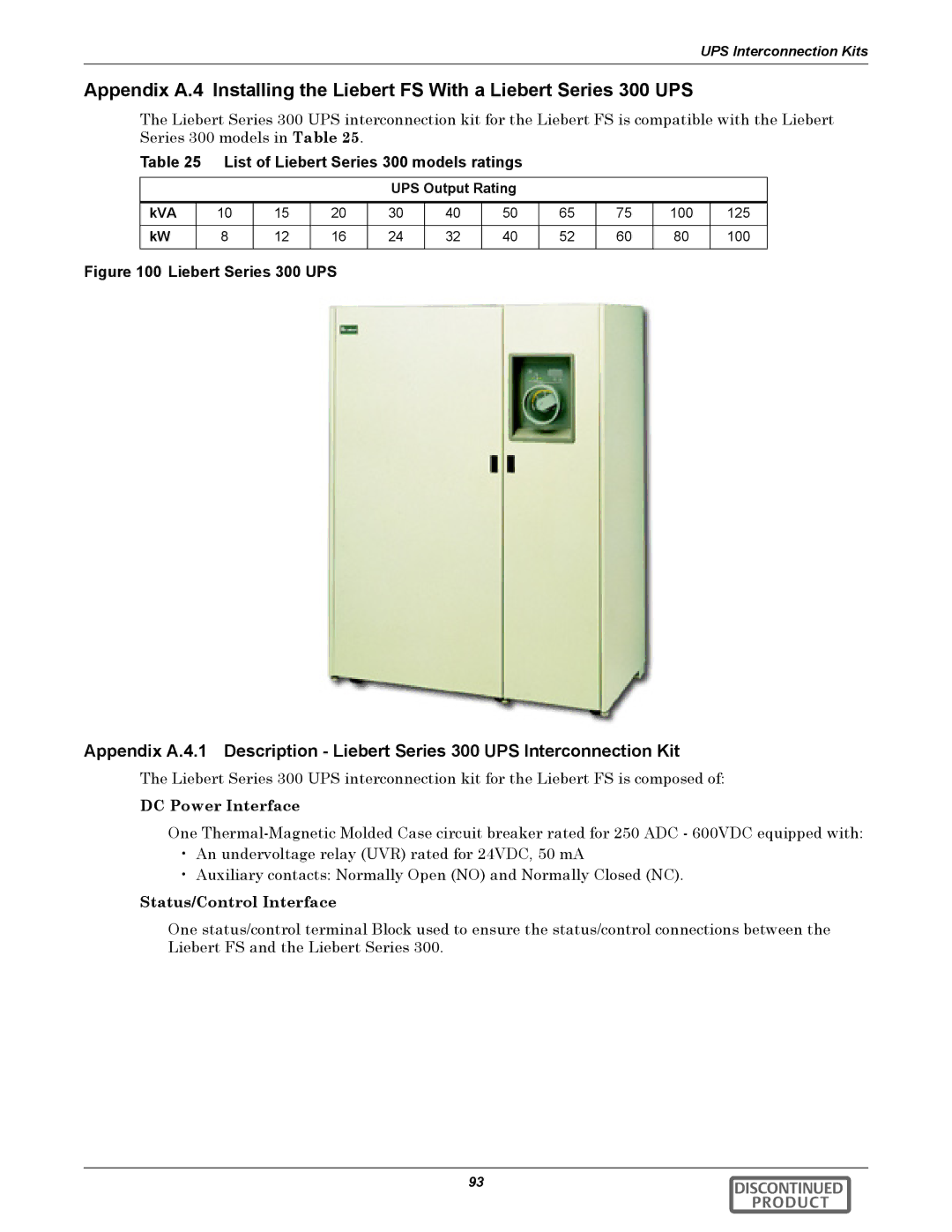 Emerson 540VDC manual List of Liebert Series 300 models ratings, Liebert Series 300 UPS 