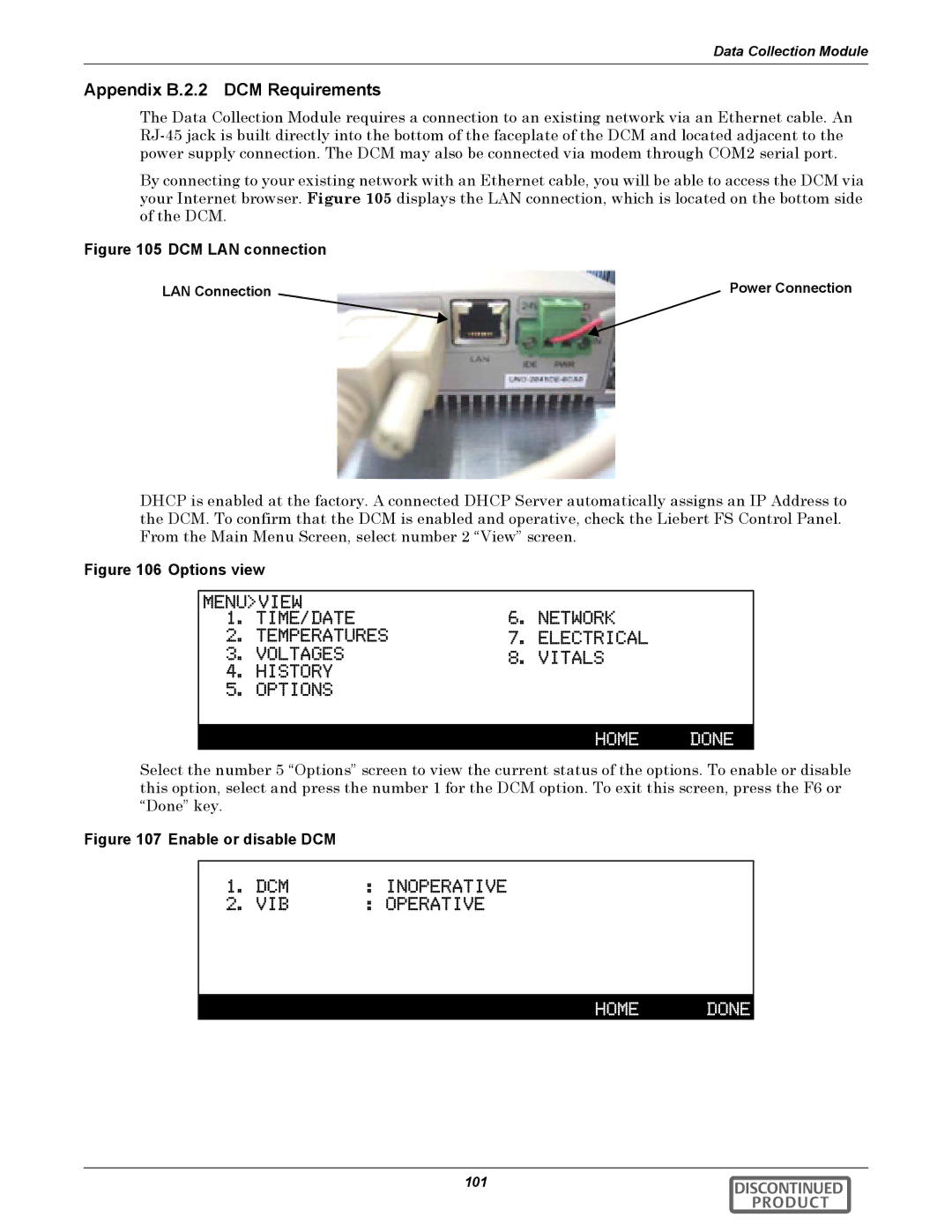 Emerson 540VDC manual Appendix B.2.2 DCM Requirements, LAN Connection Power Connection 