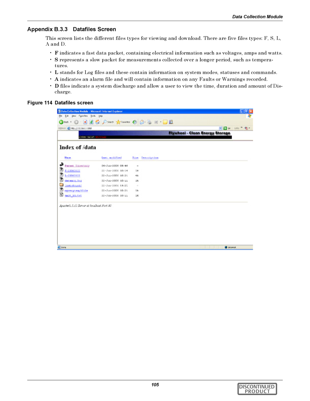 Emerson 540VDC manual Appendix B.3.3 Datafiles Screen, Datafiles screen 