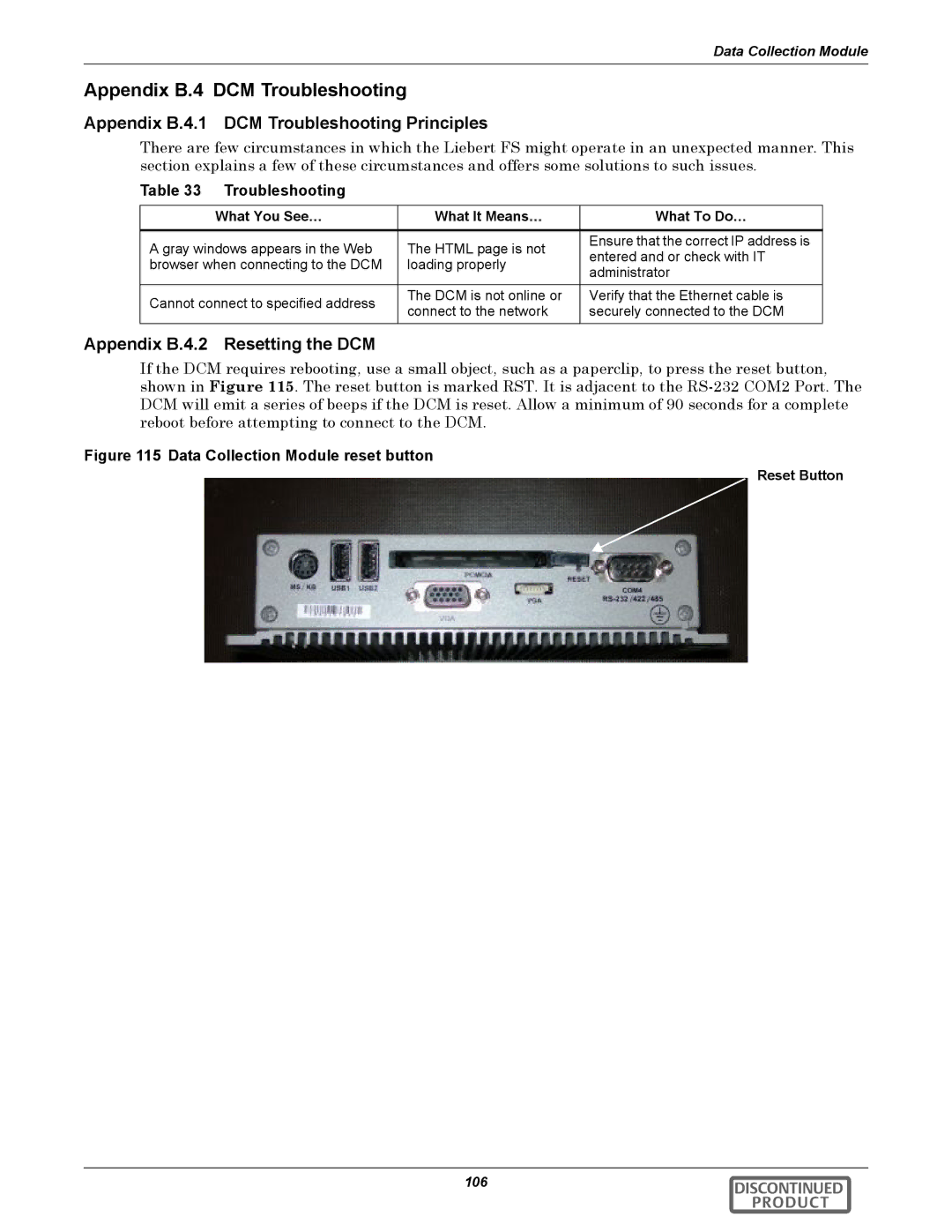 Emerson 540VDC manual Appendix B.4 DCM Troubleshooting, Appendix B.4.1 DCM Troubleshooting Principles 