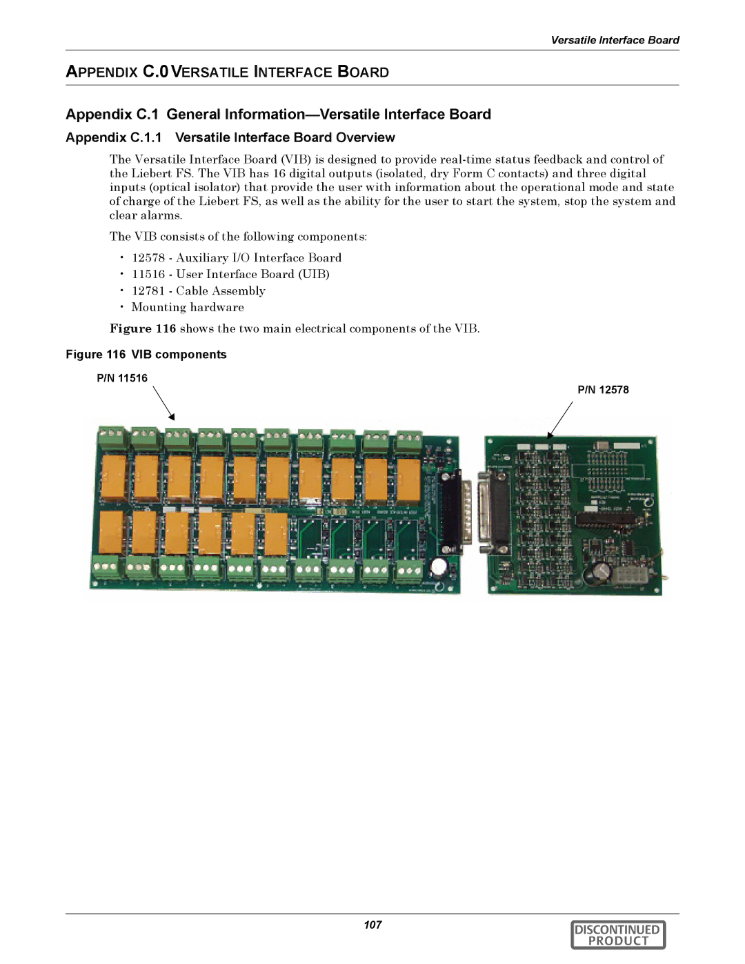 Emerson 540VDC manual Appendix C.1 General Information-Versatile Interface Board 