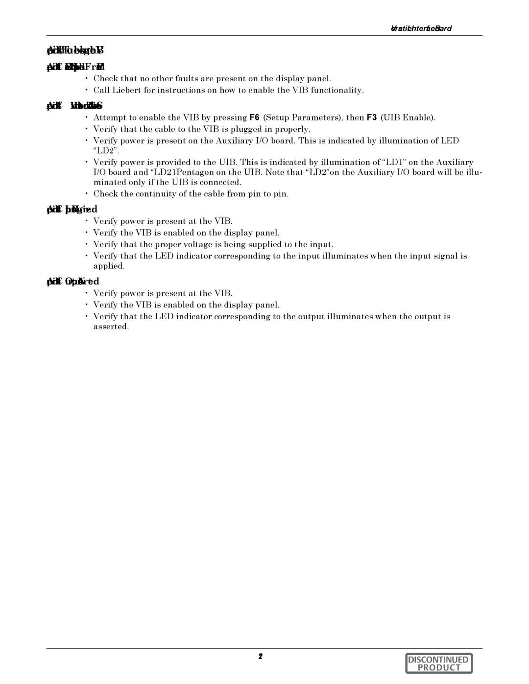 Emerson 540VDC manual Appendix C.4 Troubleshooting the VIB, Appendix C.4.1 UIB State Not Displayed on the Front Panel 