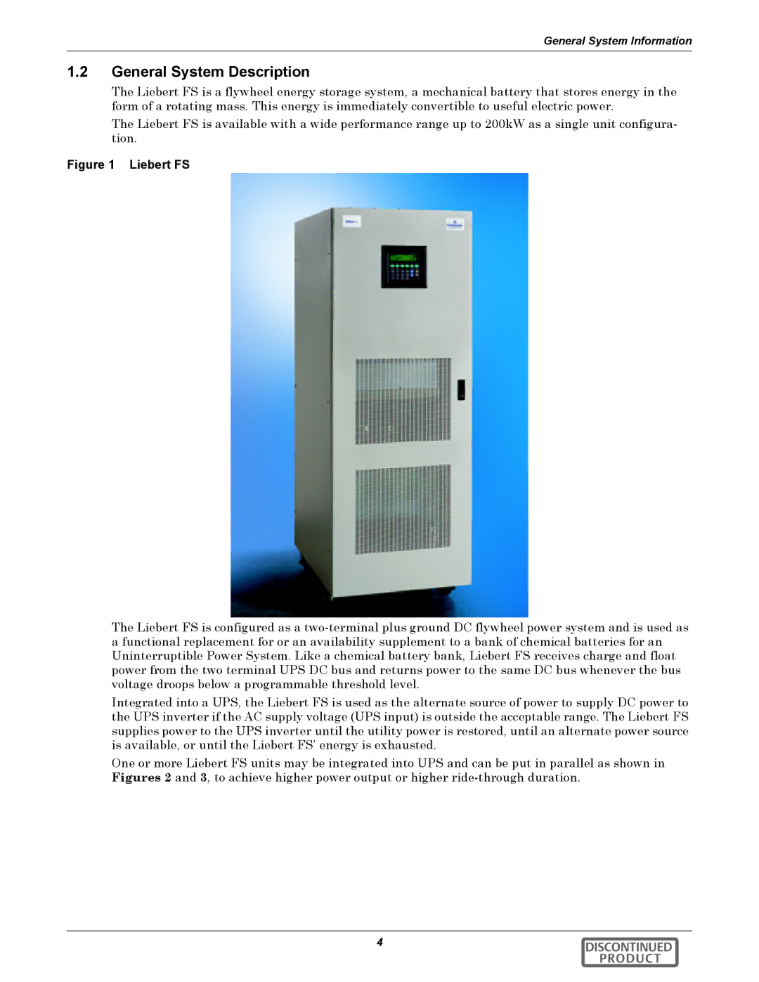 Emerson 540VDC manual General System Description, Liebert FS 