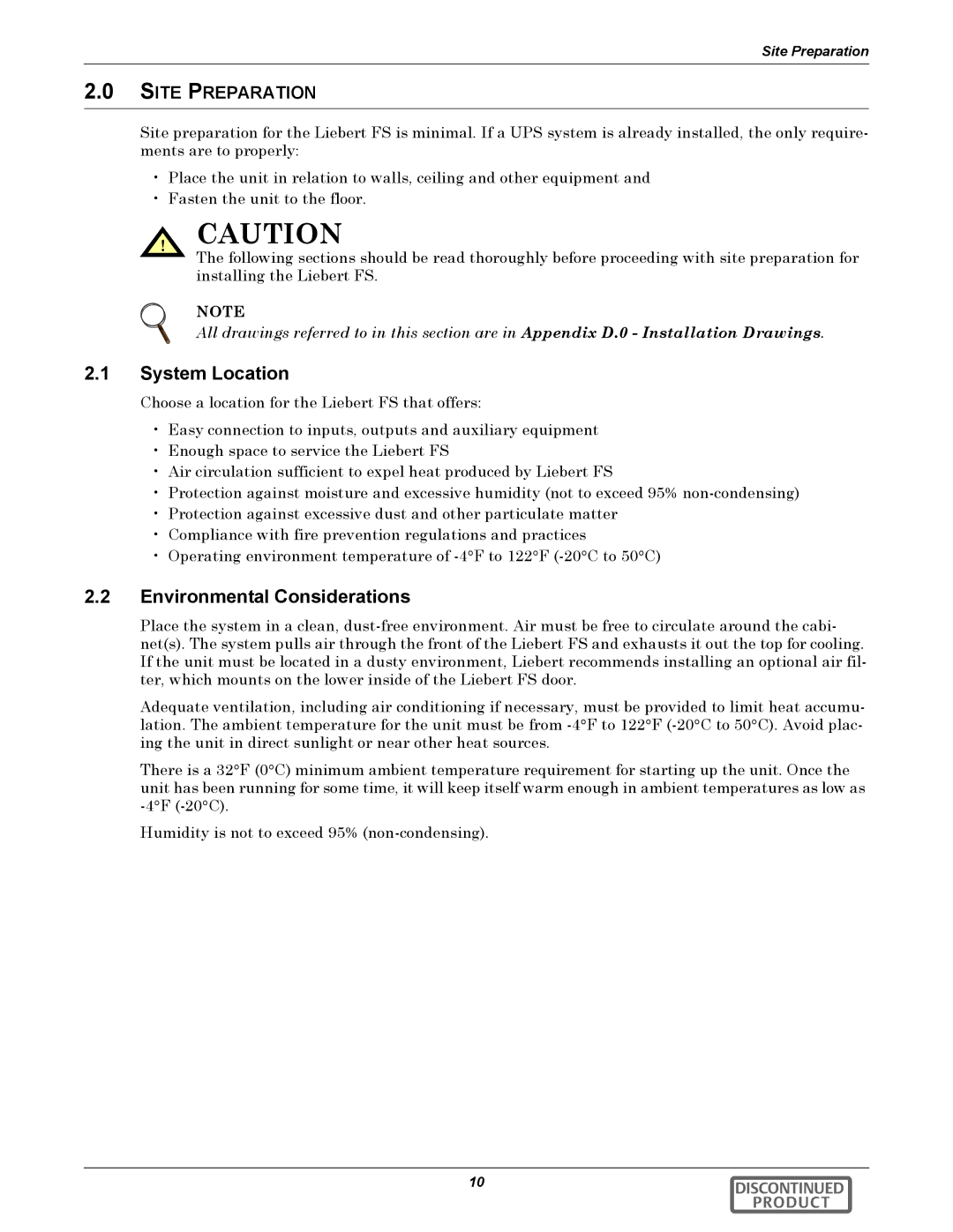 Emerson 540VDC manual System Location, Environmental Considerations 