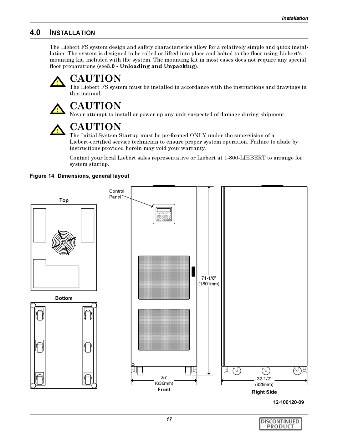 Emerson 540VDC manual Top, Bottom, Front Right Side 12-100120-09 