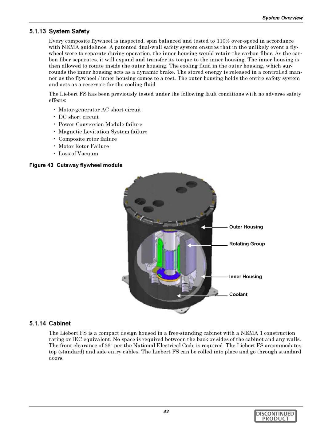 Emerson 540VDC manual System Safety, Cabinet, Outer Housing Rotating Group Inner Housing Coolant 