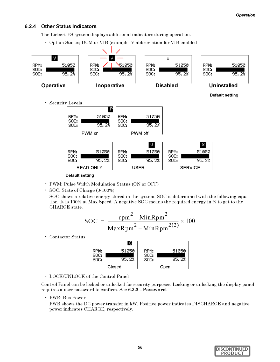 Emerson 540VDC manual Operative, Inoperative, Disabled, Uninstalled, Other Status Indicators 