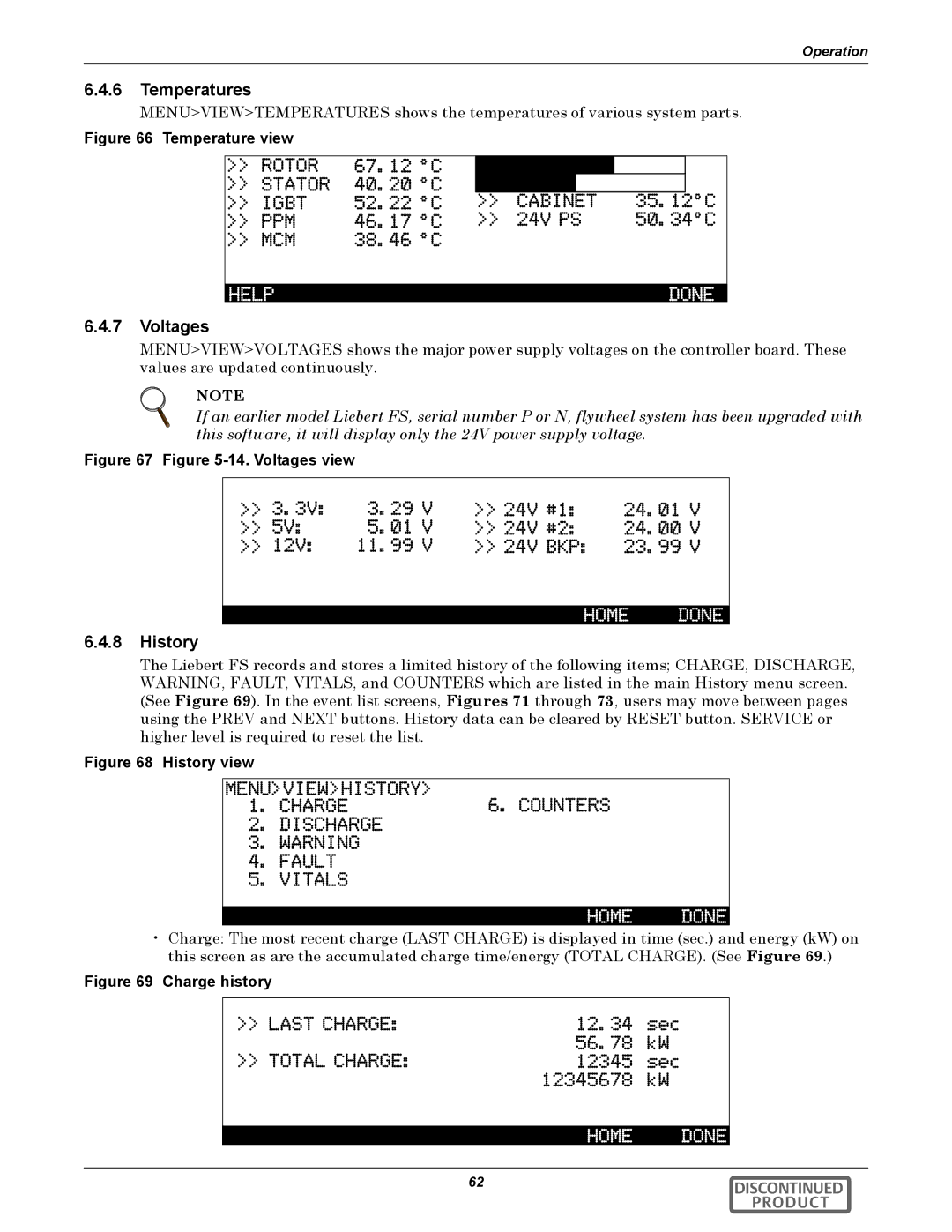 Emerson 540VDC manual Temperatures, Voltages, History 