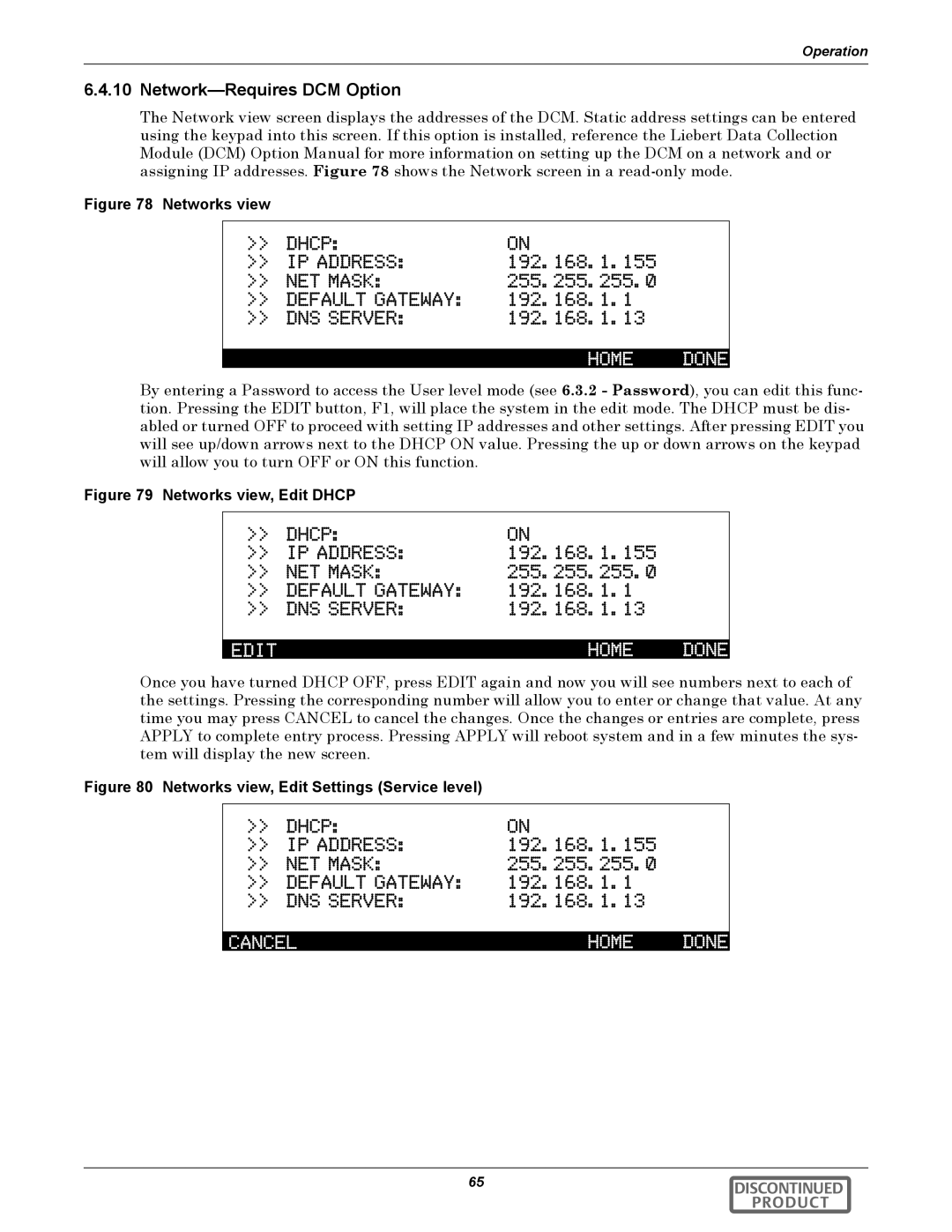 Emerson 540VDC manual Network-Requires DCM Option, Networks view 