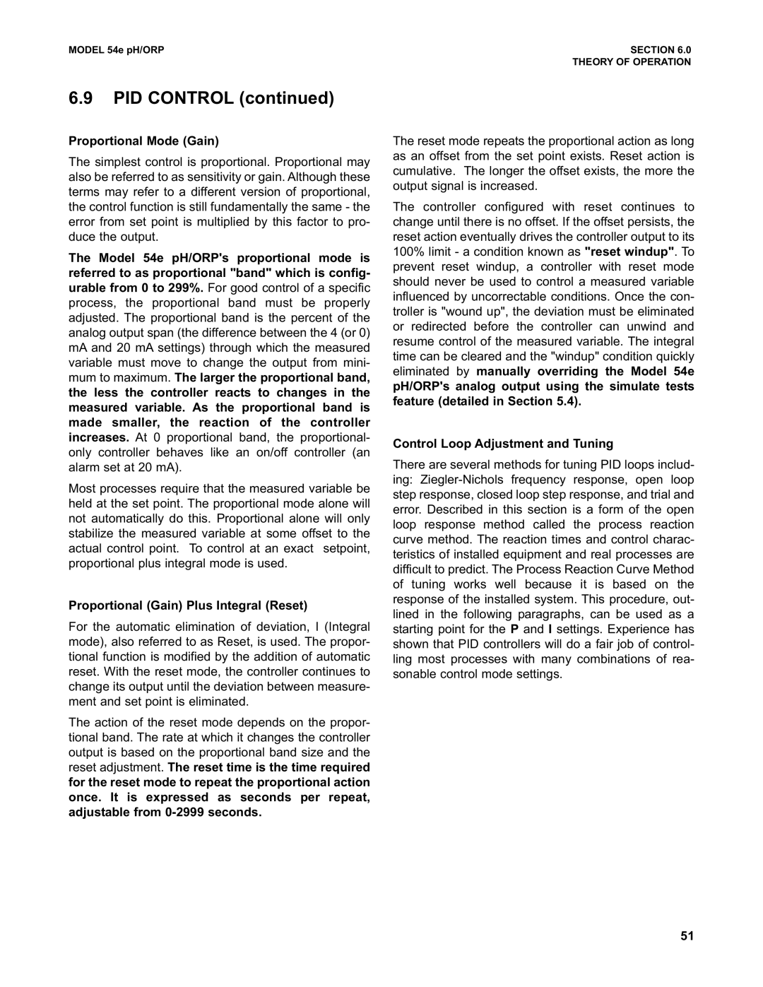 Emerson 54e pH/ORP Proportional Mode Gain, Proportional Gain Plus Integral Reset, Control Loop Adjustment and Tuning 