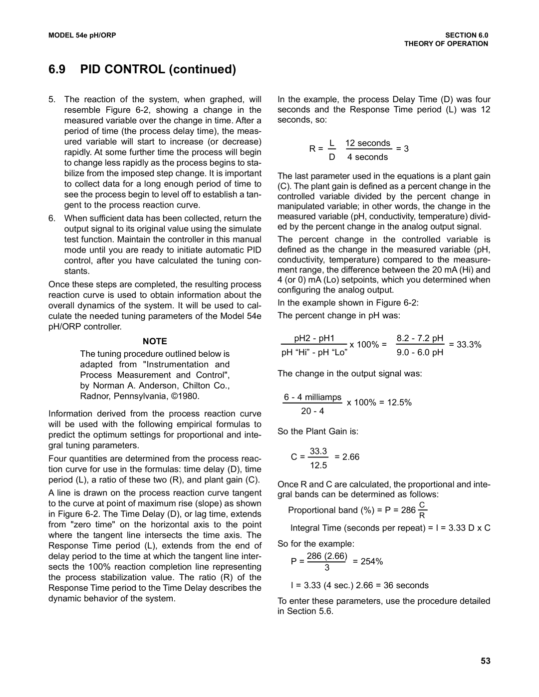 Emerson 54e pH/ORP instruction manual PID Control 