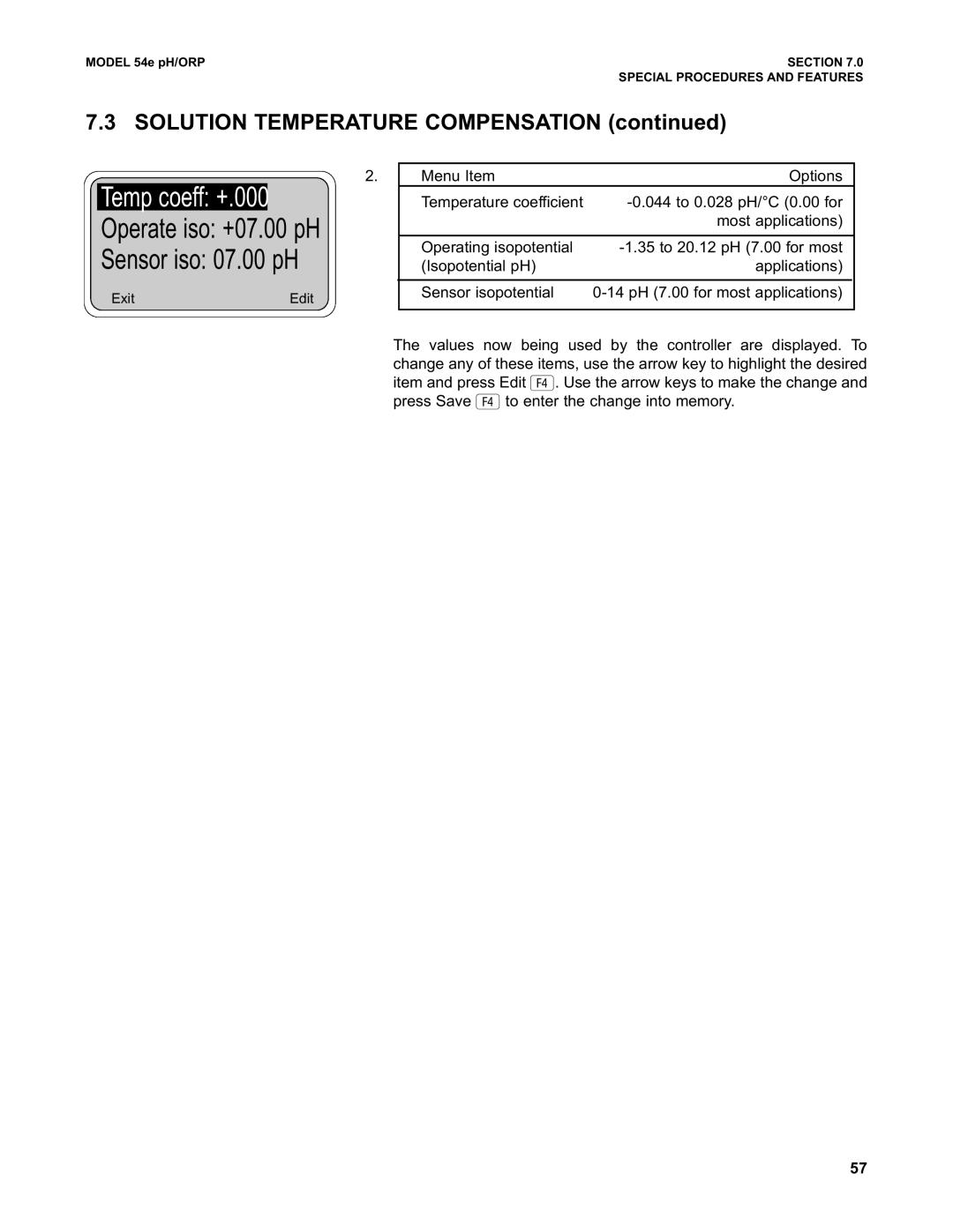 Emerson 54e pH/ORP instruction manual Operate iso +07.00 pH 