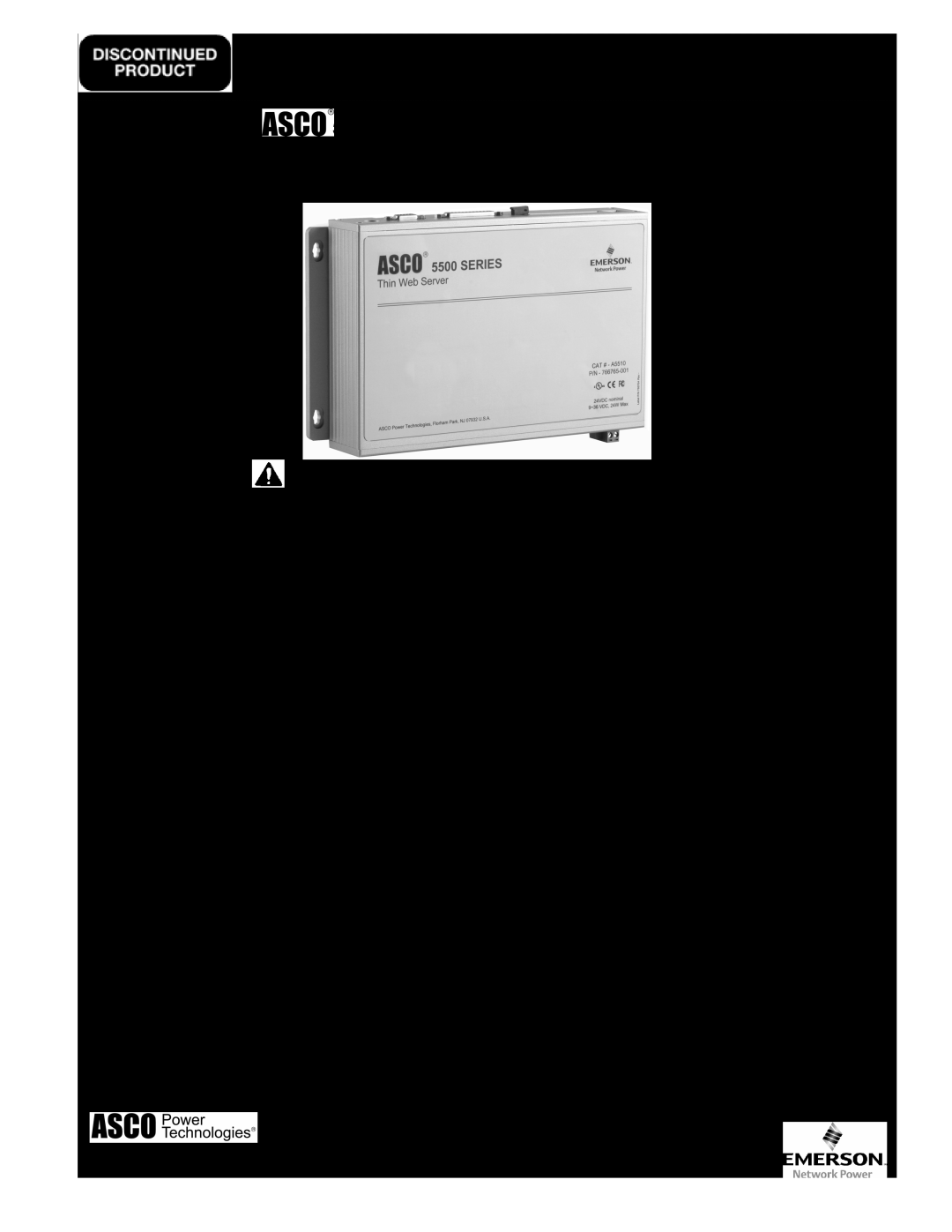 Emerson installation manual Installation Manual, Series, Catalog A5510, Thin Web Server, 381333-277 F, General, Index 