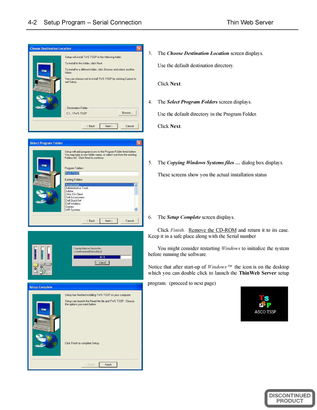 Emerson A5510, 5500 SERIES installation manual Setup Program Serial Connection Thin Web Server 