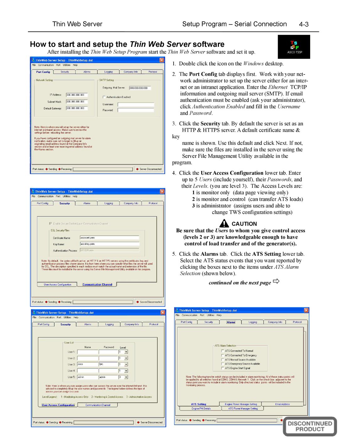 Emerson 5500 SERIES, A5510 installation manual How to start and setup the Thin Web Server software 