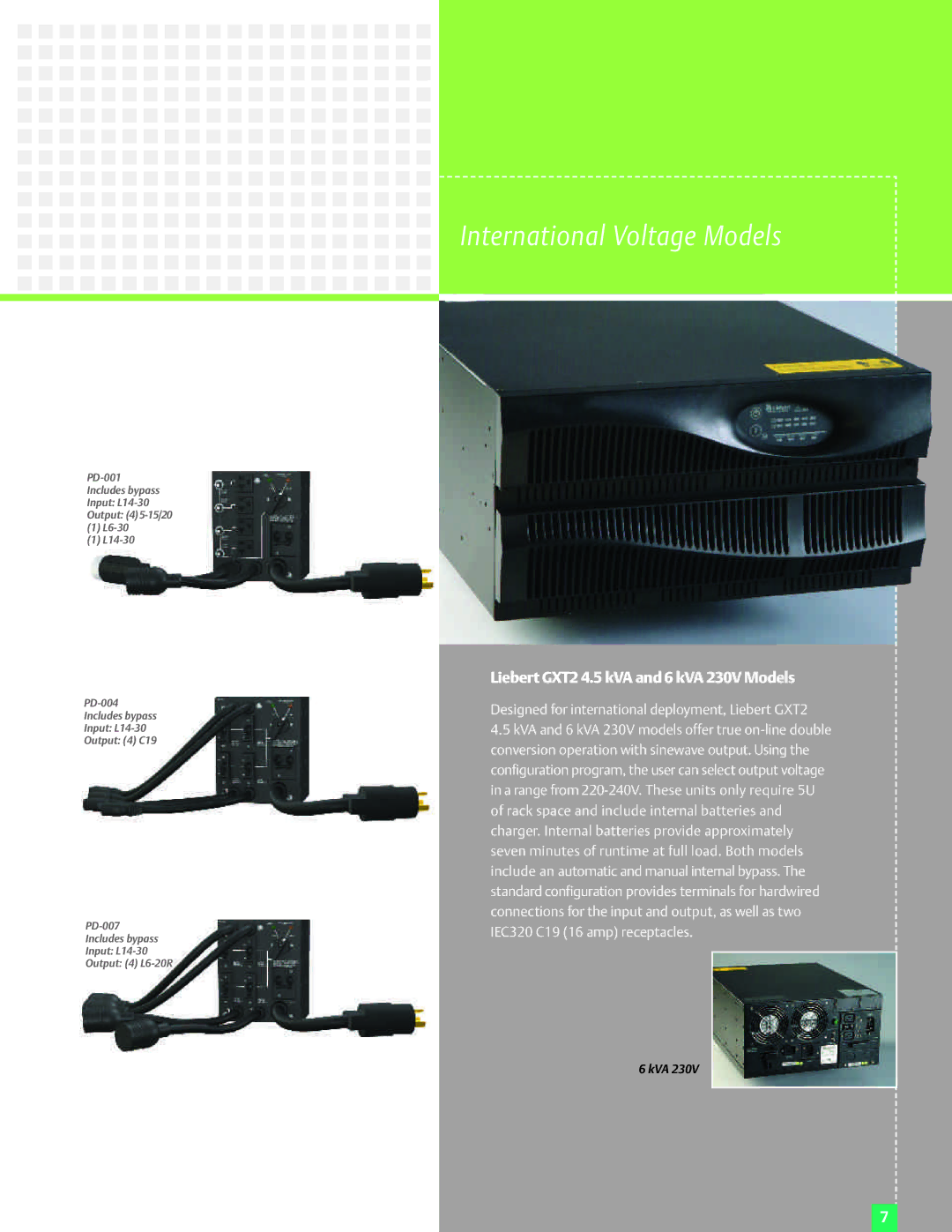 Emerson 10 kVA, 6 kVA manual International Voltage Models 