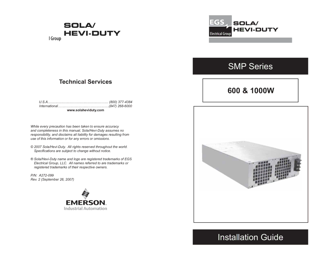 Emerson 600 & 1000W, SMP Series manual 