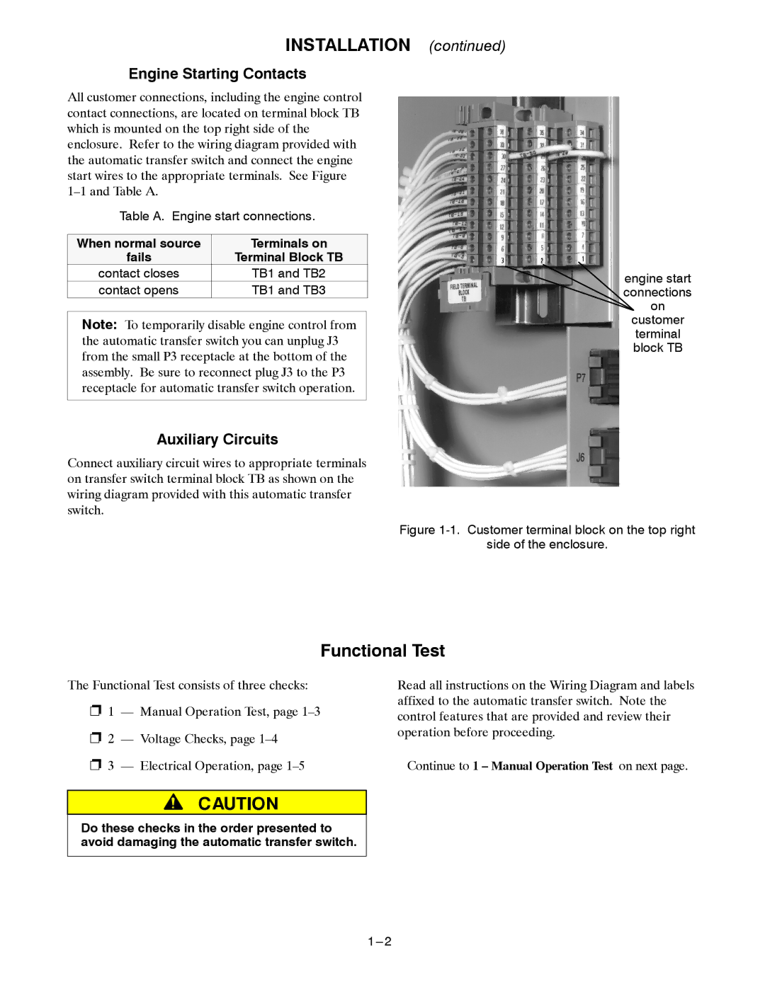 Emerson 400, 600 A, 260 manual Engine Starting Contacts, Auxiliary Circuits 