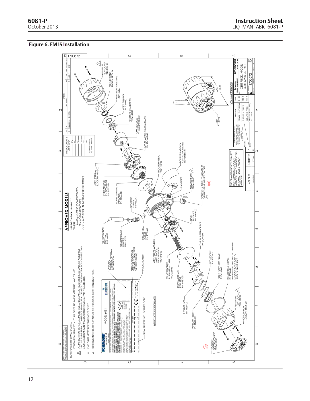 Emerson 6081-P instruction sheet FM is Installation 