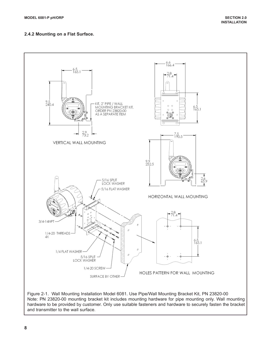 Emerson 6081-P instruction manual Mounting on a Flat Surface 