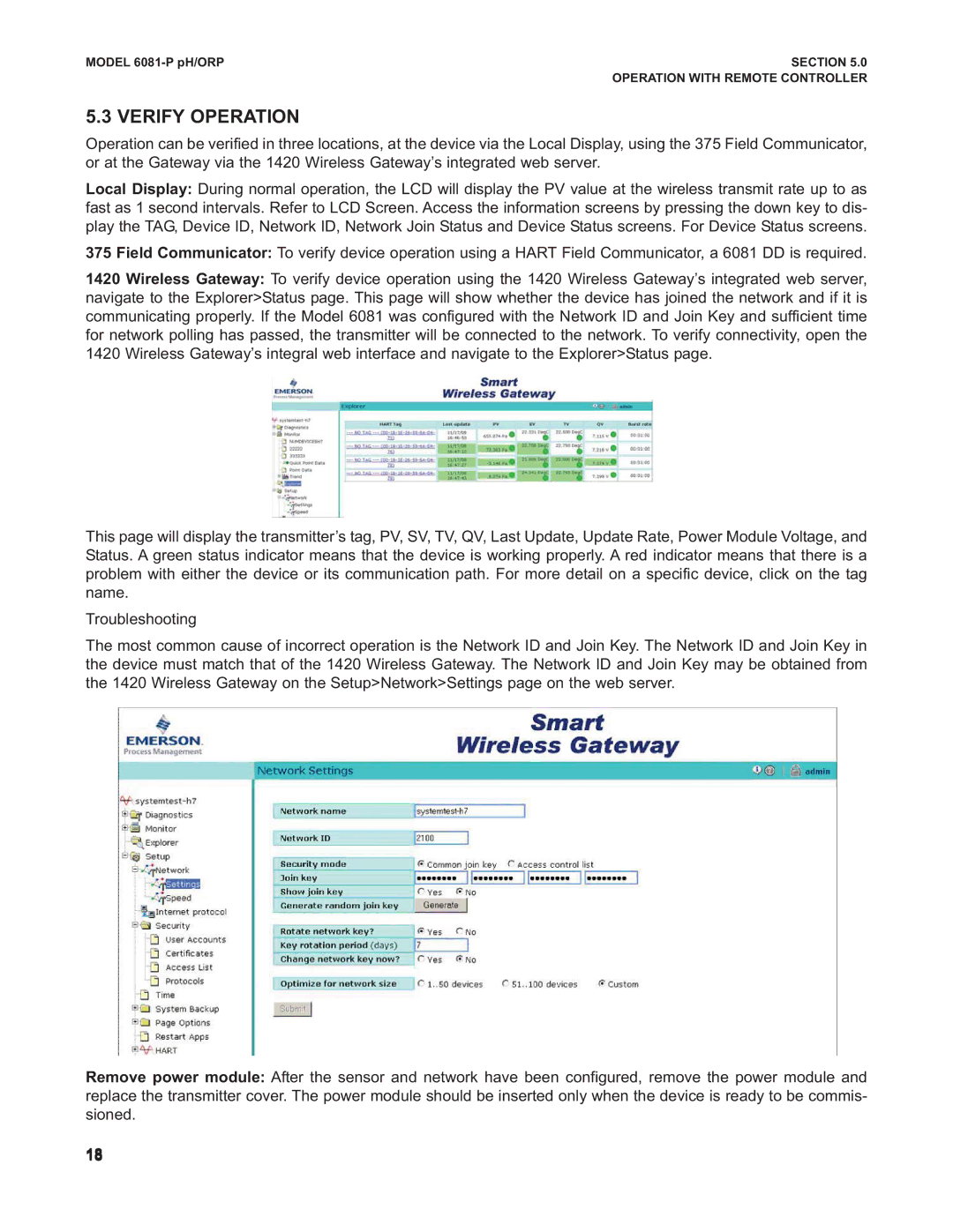 Emerson 6081-P instruction manual Verify Operation 