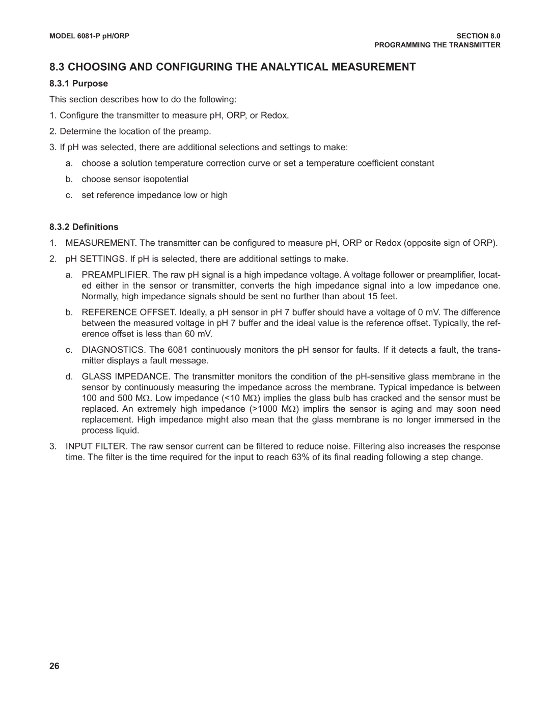 Emerson 6081-P instruction manual Choosing and Configuring the Analytical Measurement, Purpose, Definitions 