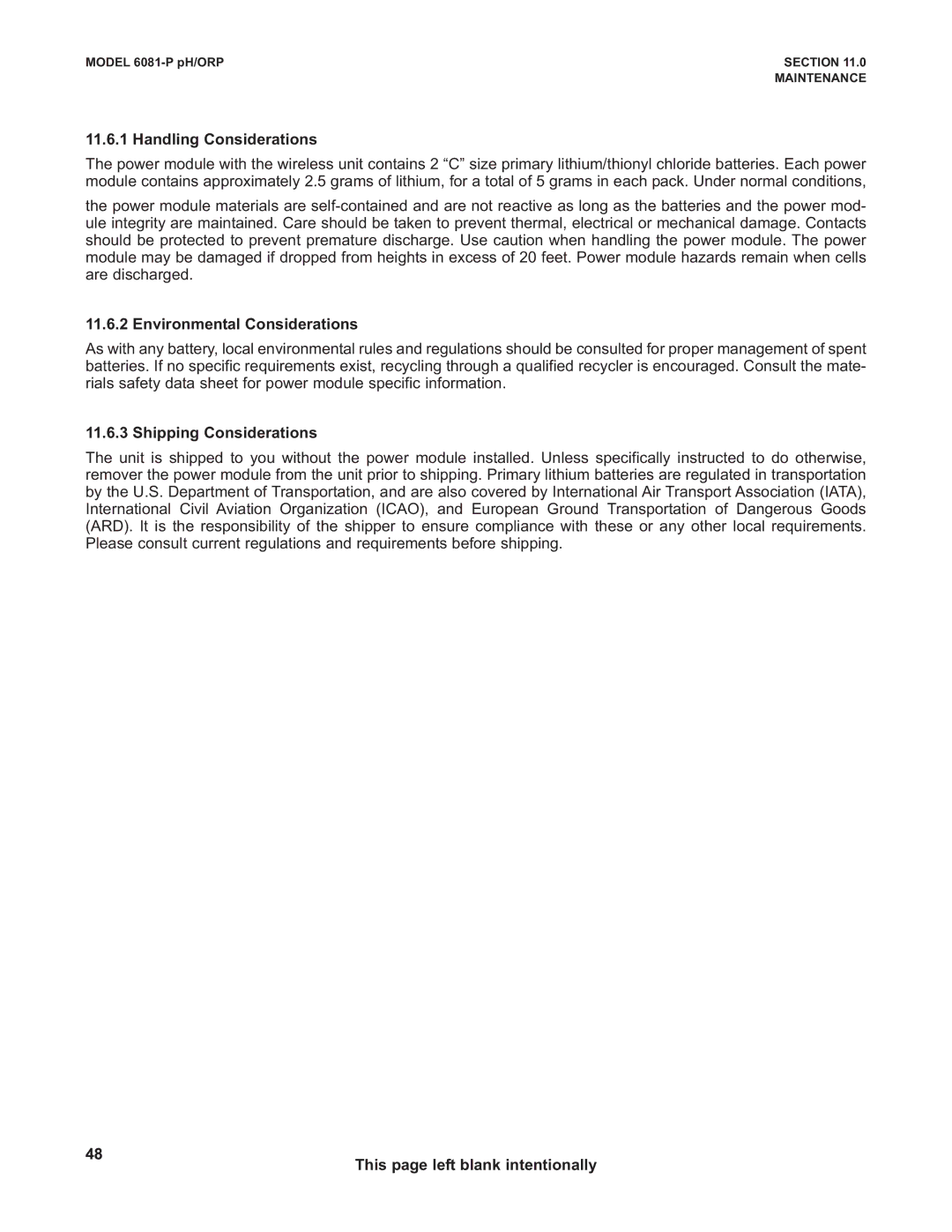 Emerson 6081-P instruction manual Handling Considerations, Environmental Considerations, Shipping Considerations 