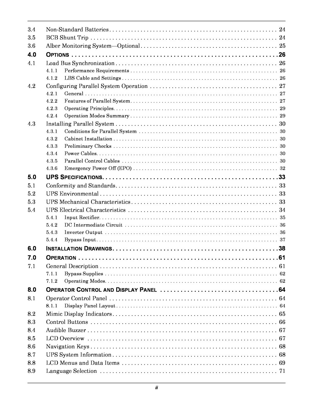 Emerson 60HZ, 480V user manual Options 