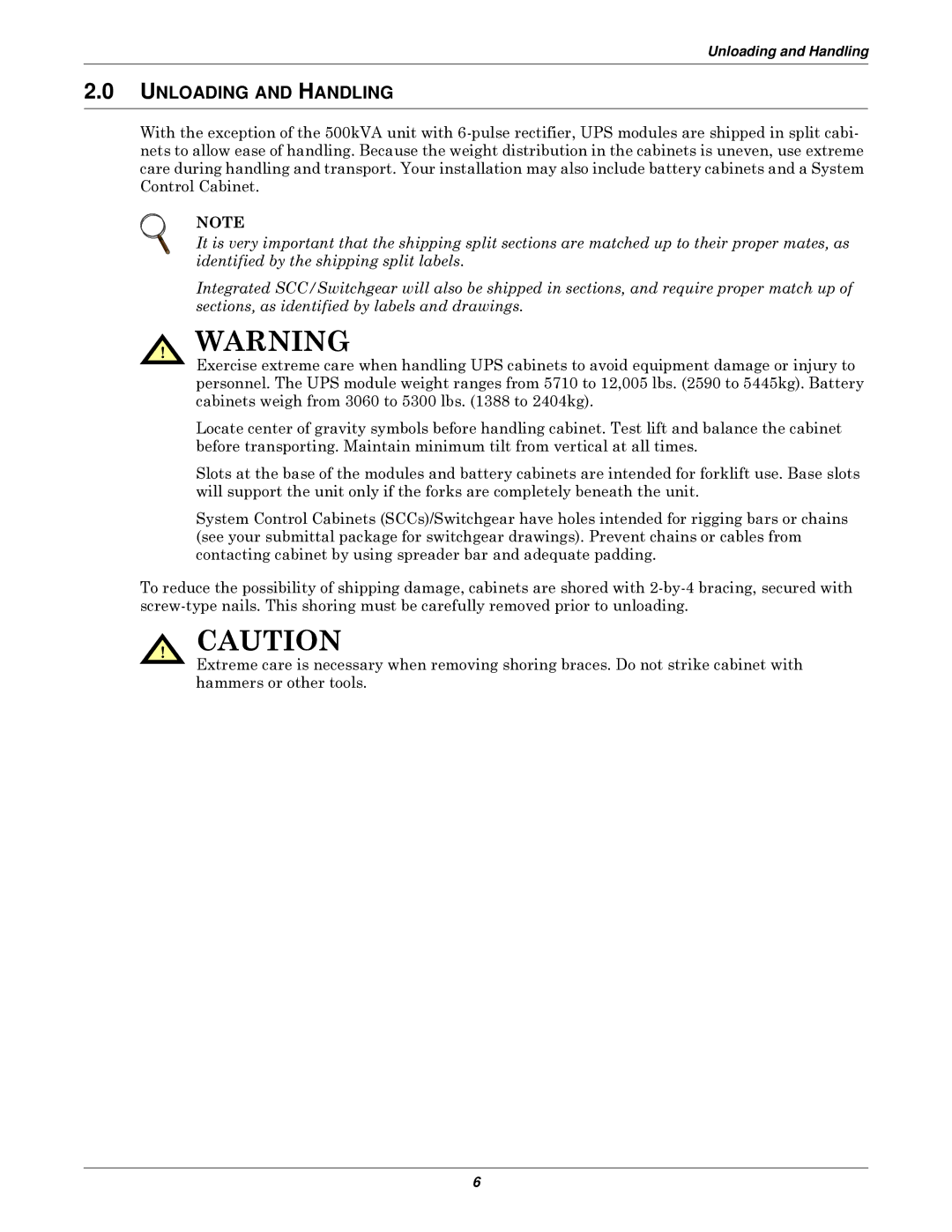 Emerson 610 installation manual Unloading and Handling 