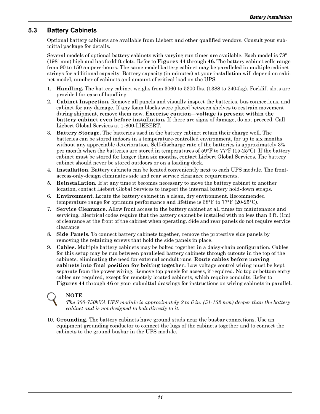 Emerson 610 installation manual Battery Cabinets 