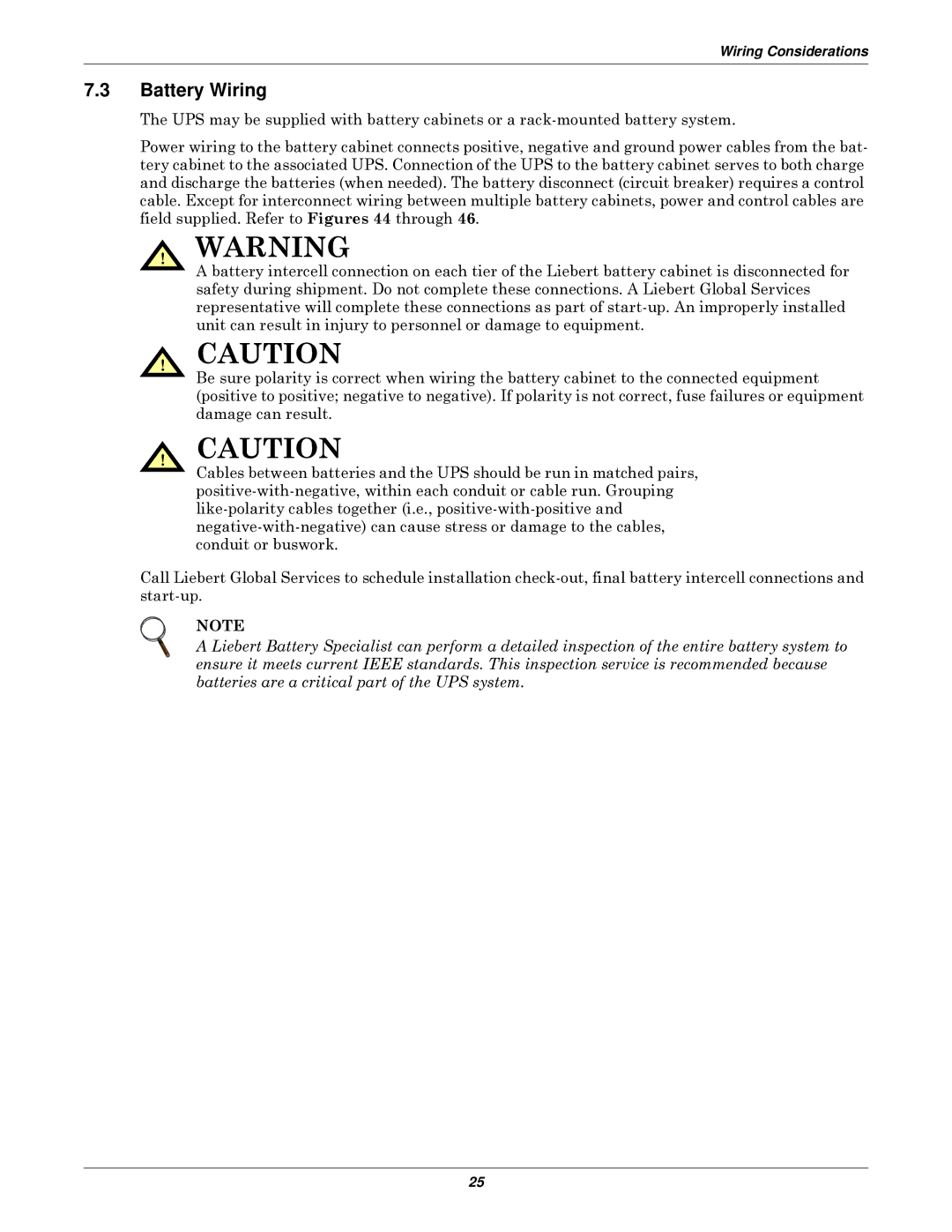 Emerson 610 installation manual Battery Wiring 